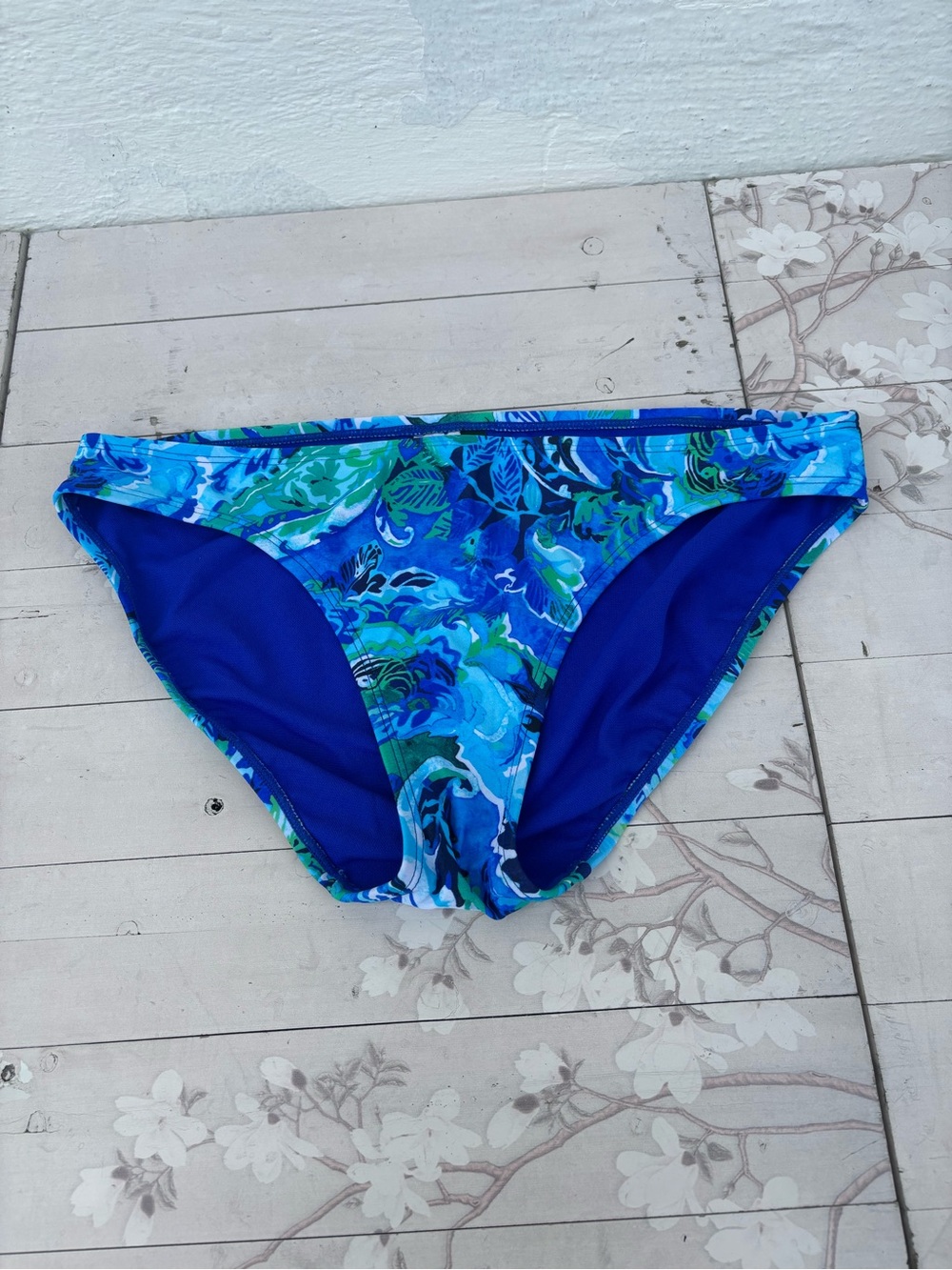 Lauren Ralph Lauren Blue Floral Swim Bikini Bottoms